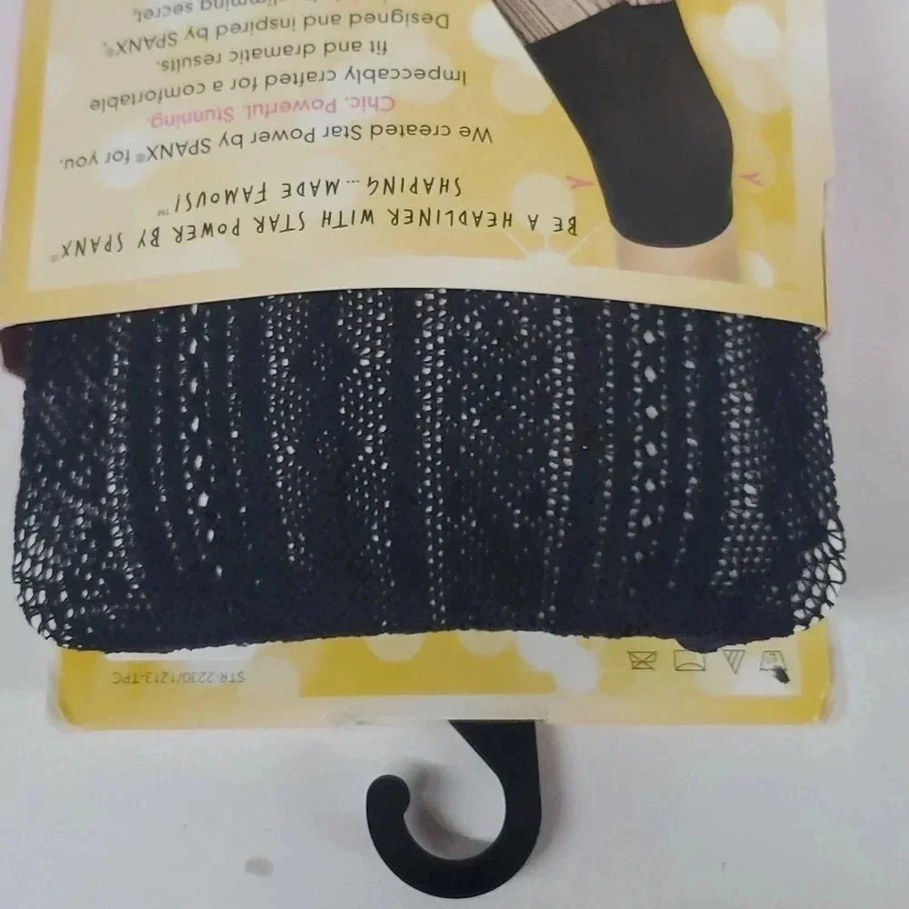 Star Power by Spanx Open Weave Shaping Tights in Black Women's Size D NWT